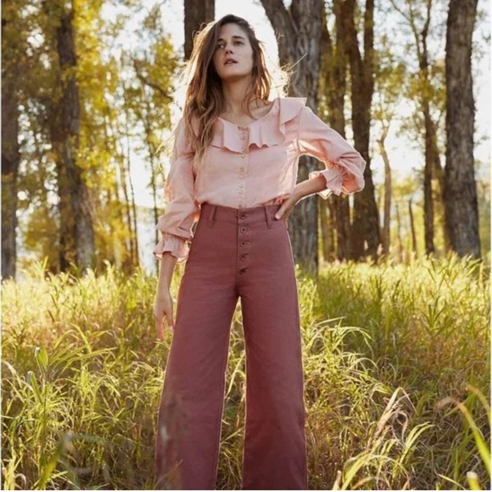 Christy Dawn Noah Pant Size 26 Wide Leg Cropped High Waisted Boysenberry Mauve